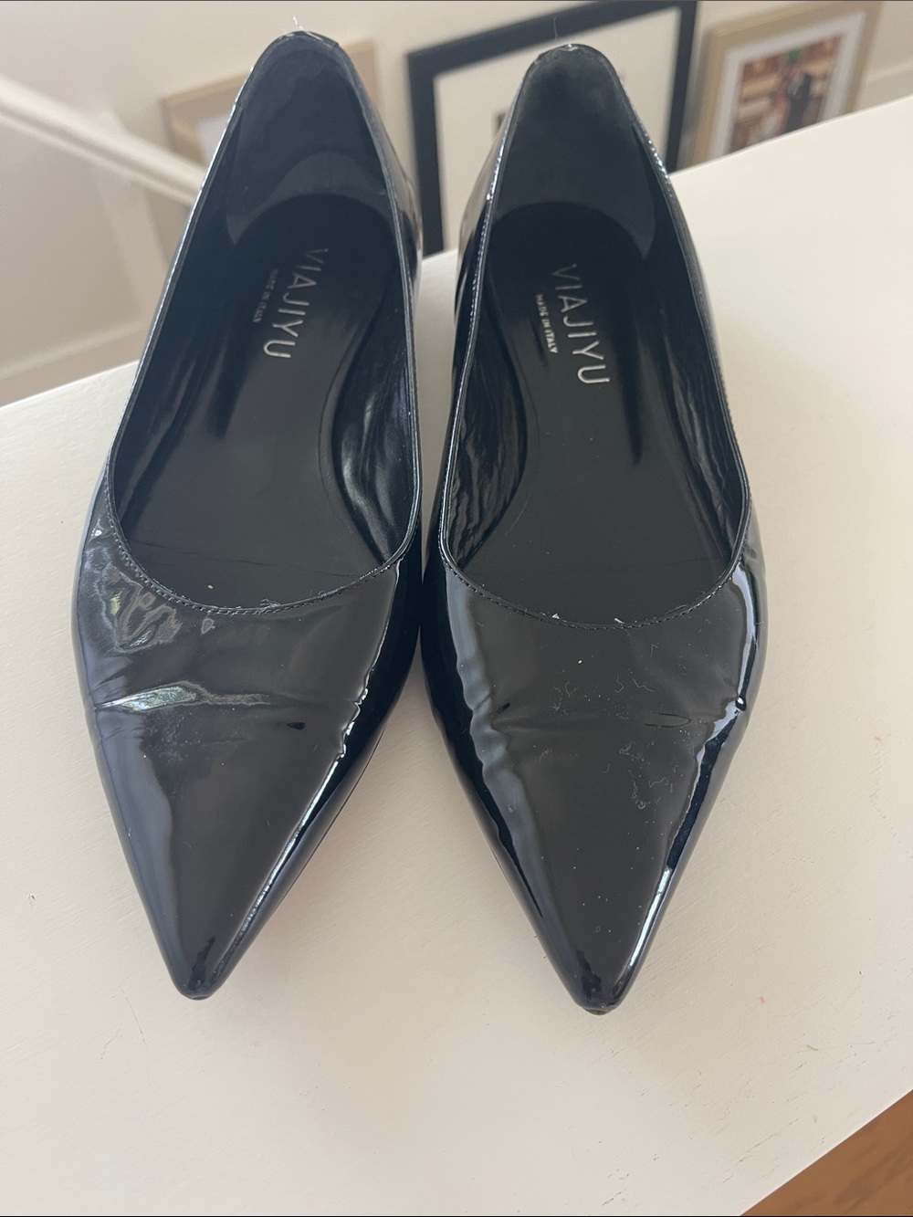 Black Patent Pointed Toe Ballet Flats